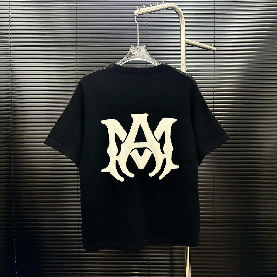 AMIRI Pixel‑Logo Short‑Sleeve Knit T‑Shirt