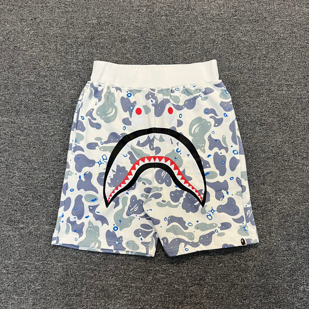 BAPE Space Camo Glow-in-the-Dark Shark Shorts - White / Black