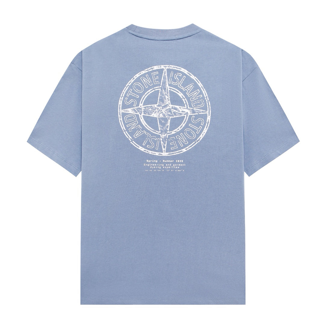 Stone Island Spring-Summer 2026 Engineering and Garment Dyeing Text Print Crew Neck T-Shirt