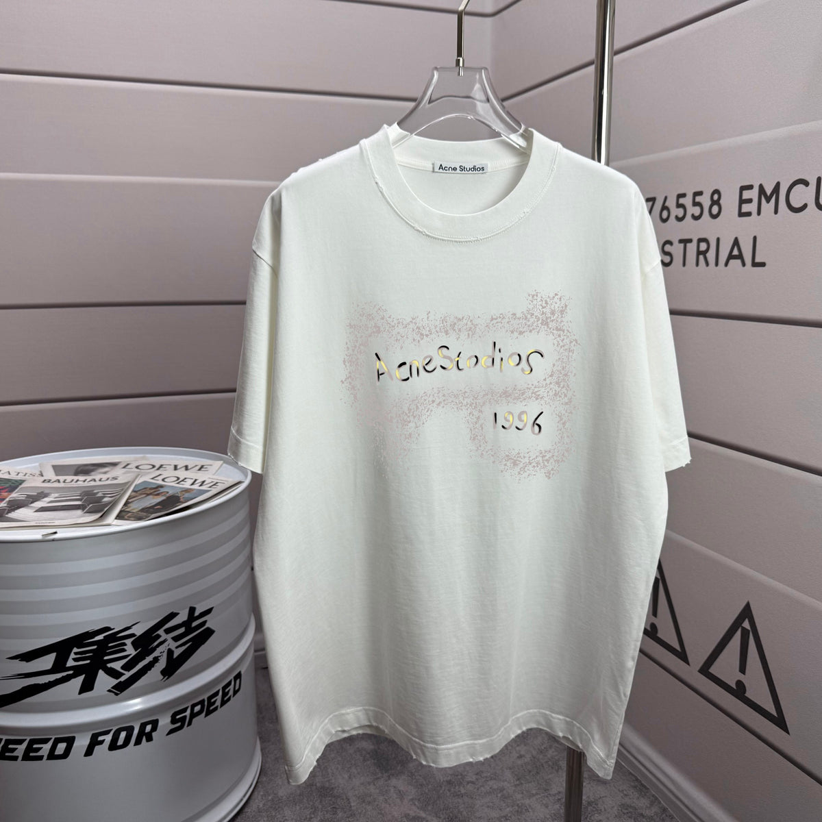 Acne Studios Back Circular‑Print T‑Shirt, Off‑White