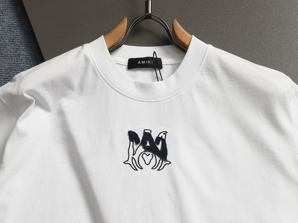 AMIRI MA Heart Motif Crew Neck Short‑Sleeve T‑Shirt