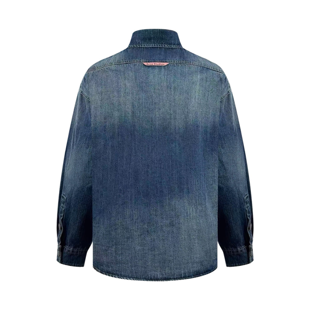 Acne Studios Paint‑Splatter Washed Denim Oversized Long‑Sleeve Shirt‑Jacket