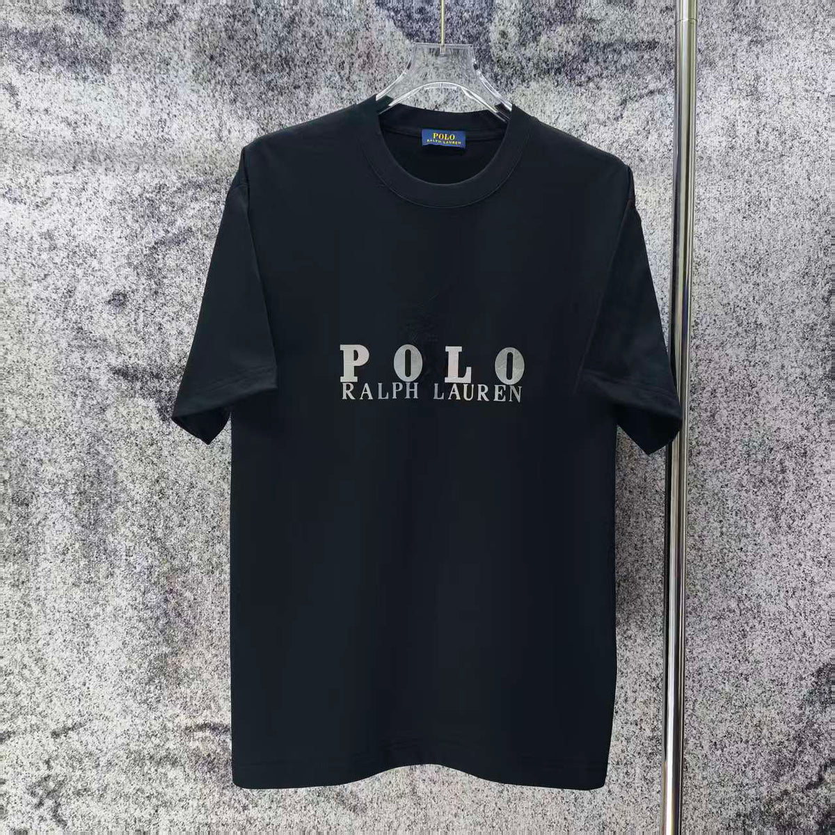 Men's Crew‑Neck Short‑Sleeve T‑Shirt, Front Letter Logo Print