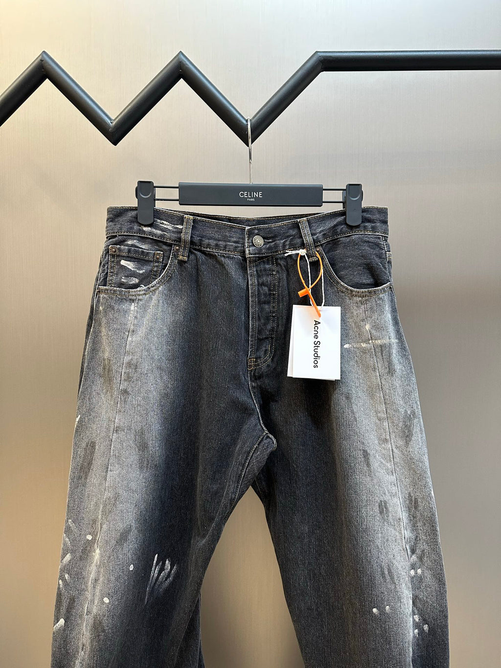 Acne Studios Paint‑Splash Vintage Washed Baggy Wide‑Leg Jeans