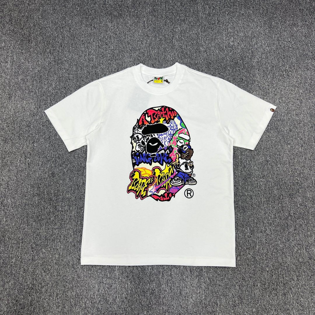 BAPE Graffiti Tag Multi-Colour Ape Head Full-Fill Print Tee Oversized Unisex T-Shirt