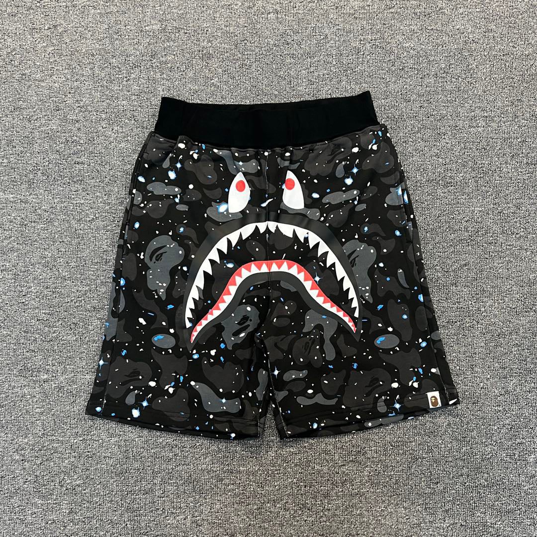 BAPE Space Camo Glow-in-the-Dark Shark Shorts - White / Black