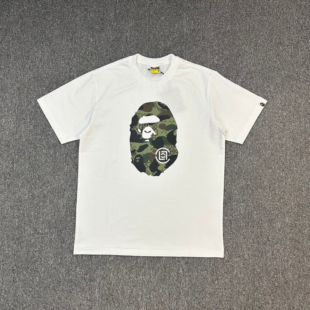 BAPE × CLOT SS25 Camo Monogram Ape Head Oversized Heavyweight Unisex T-Shirt