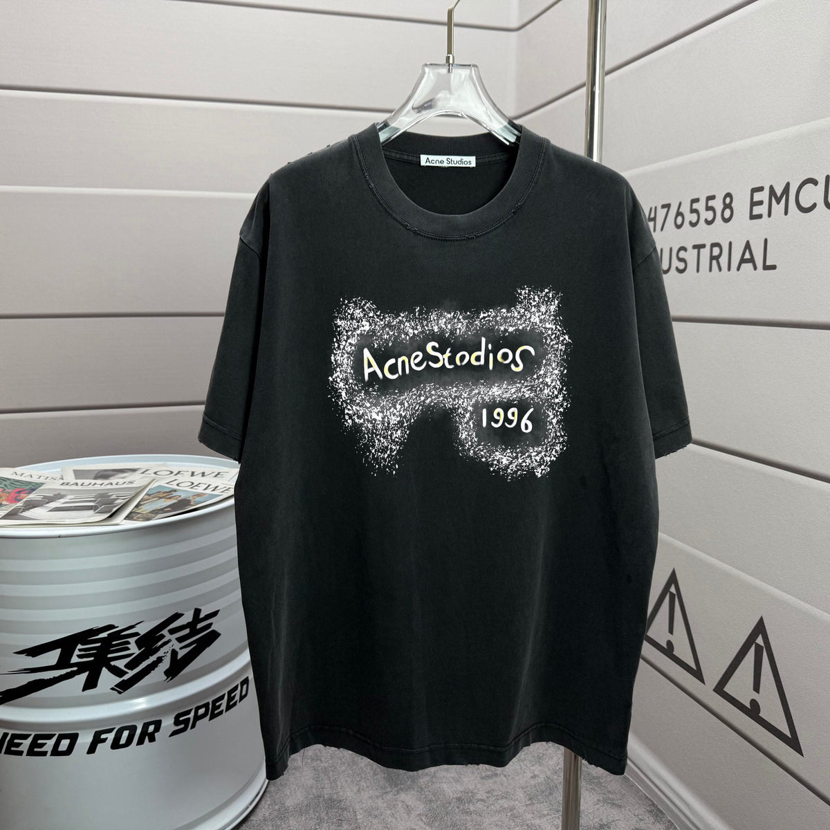 Acne Studios Back Circular‑Print T‑Shirt, Off‑White