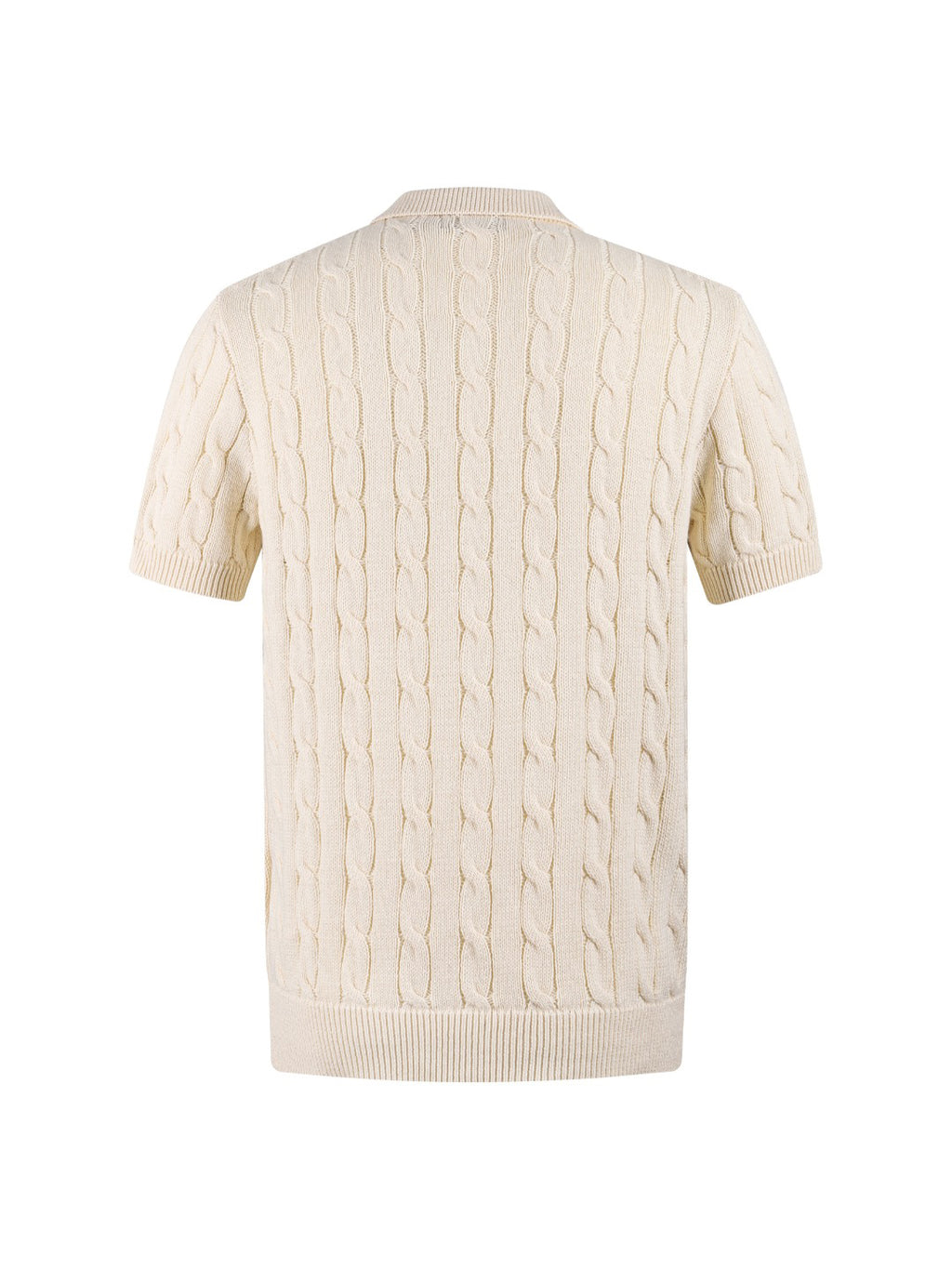 Polo Ralph Lauren Men’s Cable‑Knit Short‑Sleeve Polo Sweater With Navy Pony Embroidery