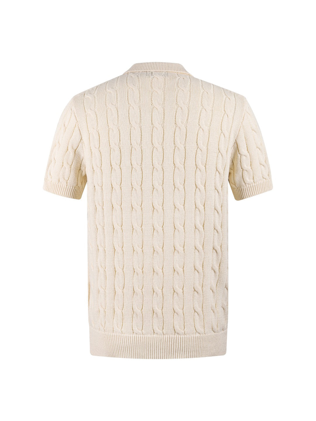 Polo Ralph Lauren Men’s Cable‑Knit Short‑Sleeve Polo Sweater With Navy Pony Embroidery