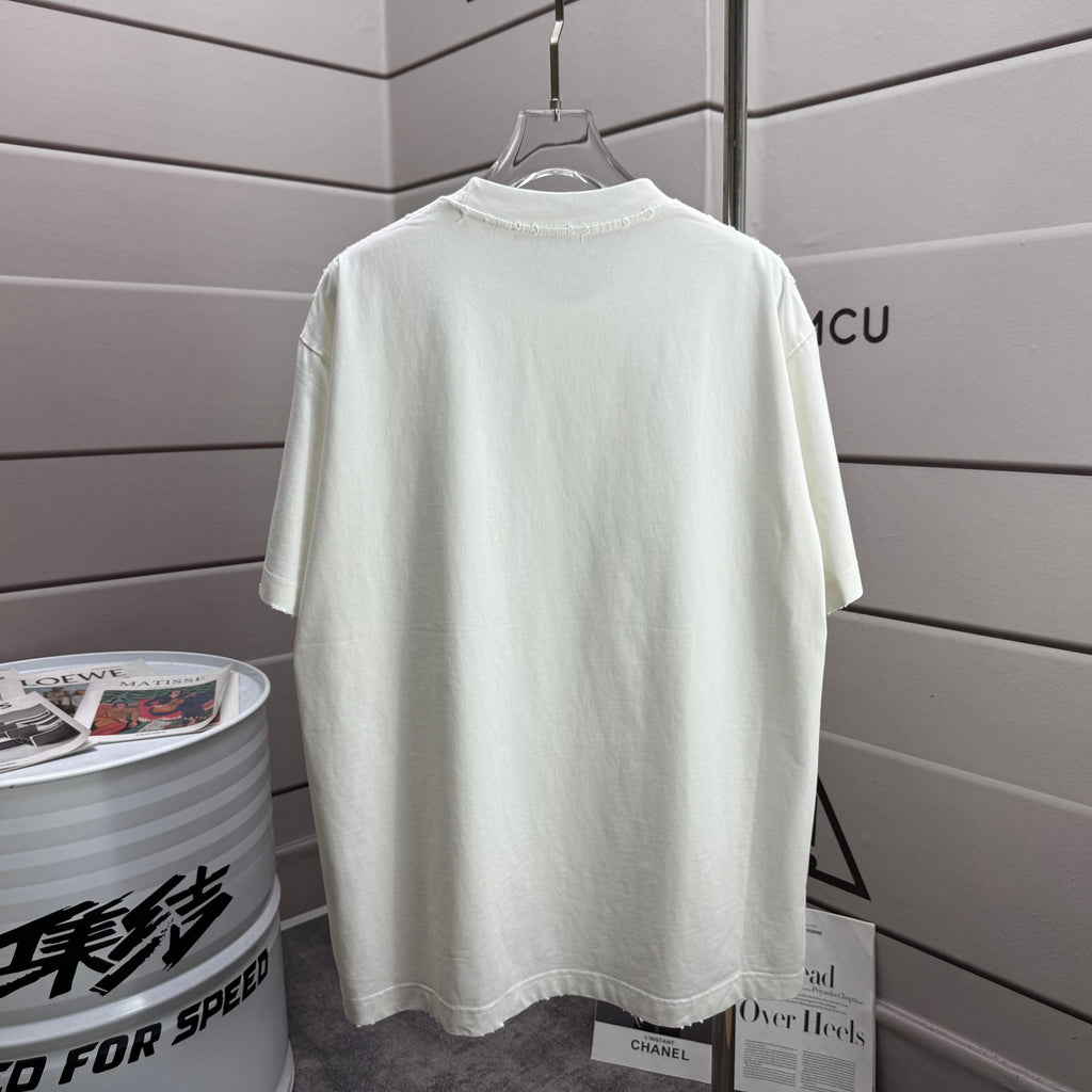 Acne Studios Contemporary‑Art Circular Graphic Distressed‑Trim Crew‑Neck Short‑Sleeve T‑Shirt