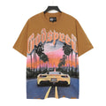 Godspeed Sunset LA Ferrari Highway Vintage Graphic Tee (Brown)