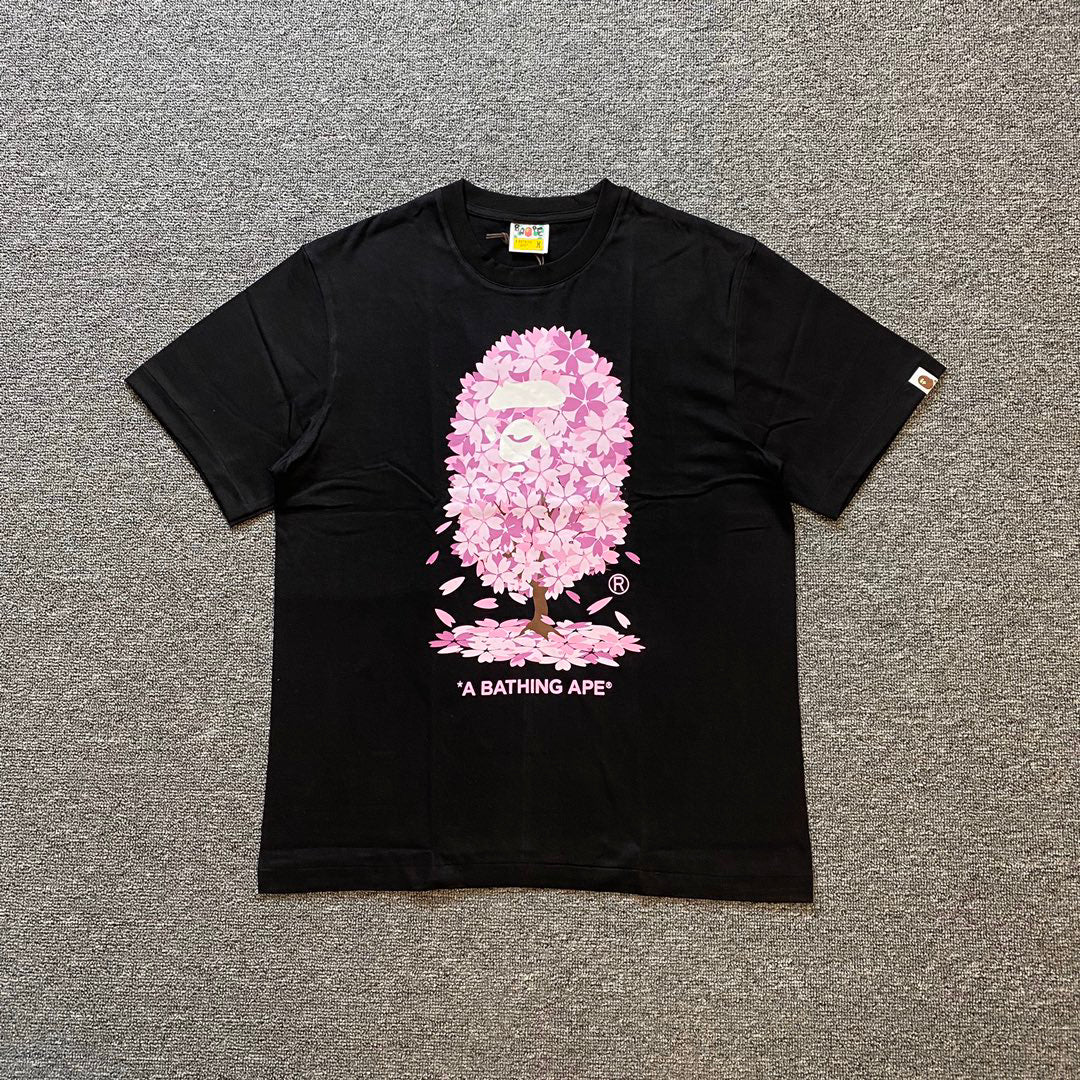 BAPE 2022SS Cherry Blossom Ape Head Oversized Unisex T-Shirt