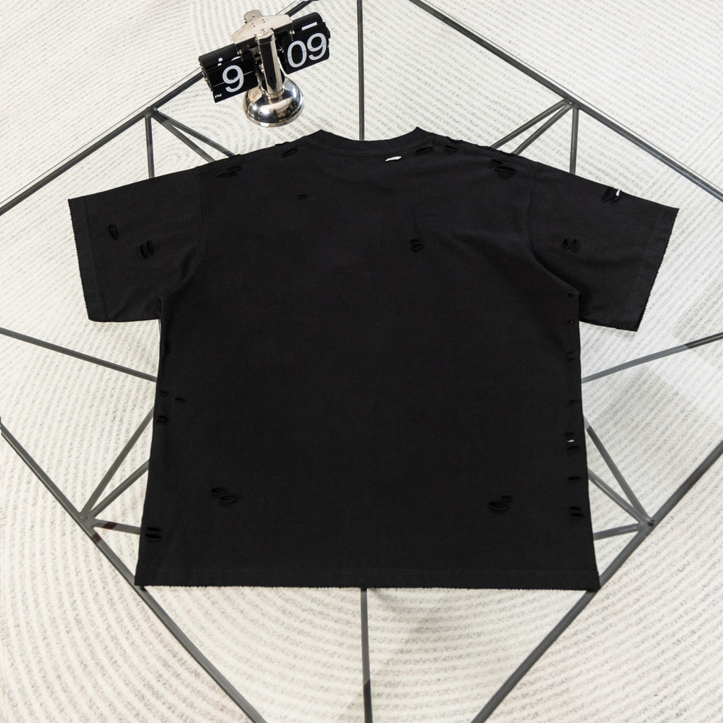 Acne Studios Circular Logo Distressed Crew‑Neck Short‑Sleeve T‑Shirt
