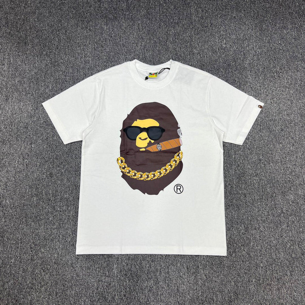BAPE Los Angeles Exclusive Smoking Ape Head Cuban Chain Cigar OG Tee Oversized Unisex T-Shirt