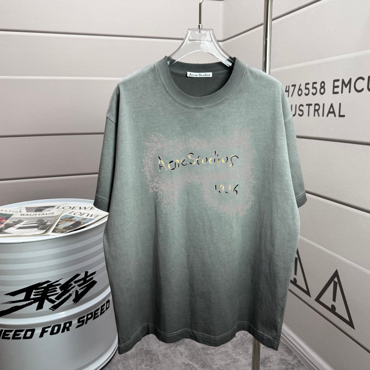 Acne Studios Back Circular‑Print T‑Shirt, Off‑White