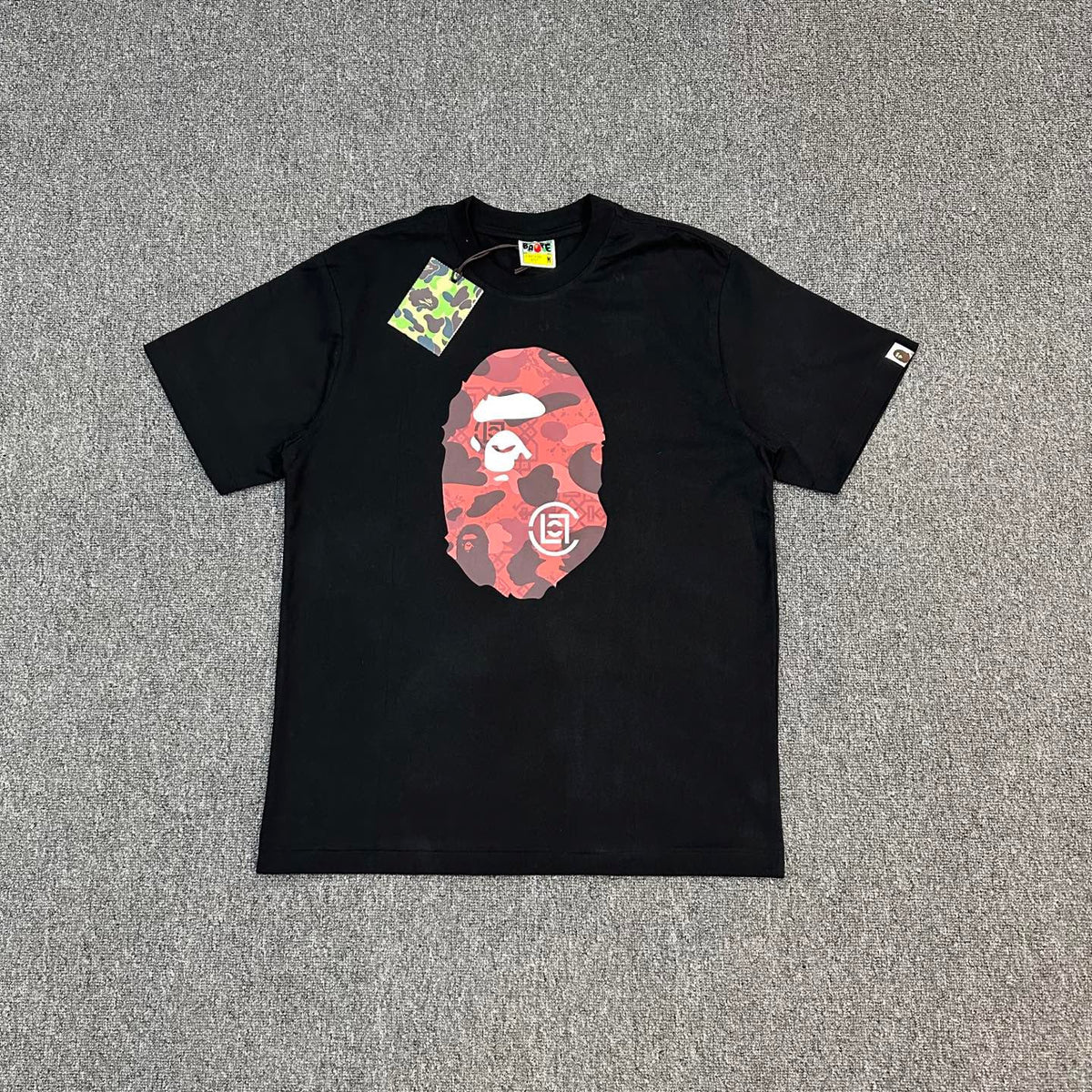 BAPE × CLOT SS25 Camo Monogram Ape Head Oversized Heavyweight Unisex T-Shirt