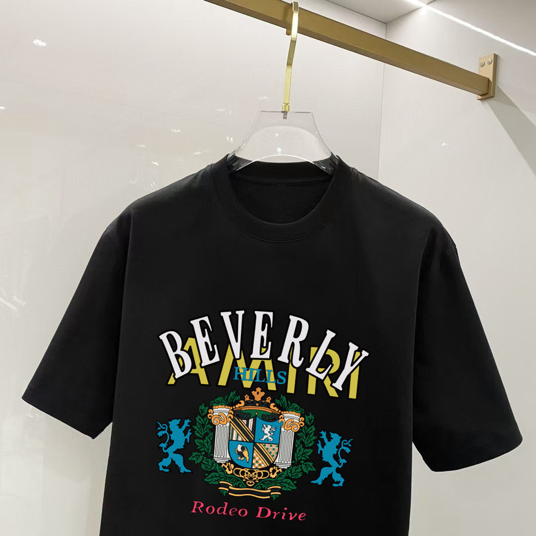 AMIRI Beverly Hills Rodeo Drive Crest Graphic Crew Neck Short‑Sleeve T‑Shirt