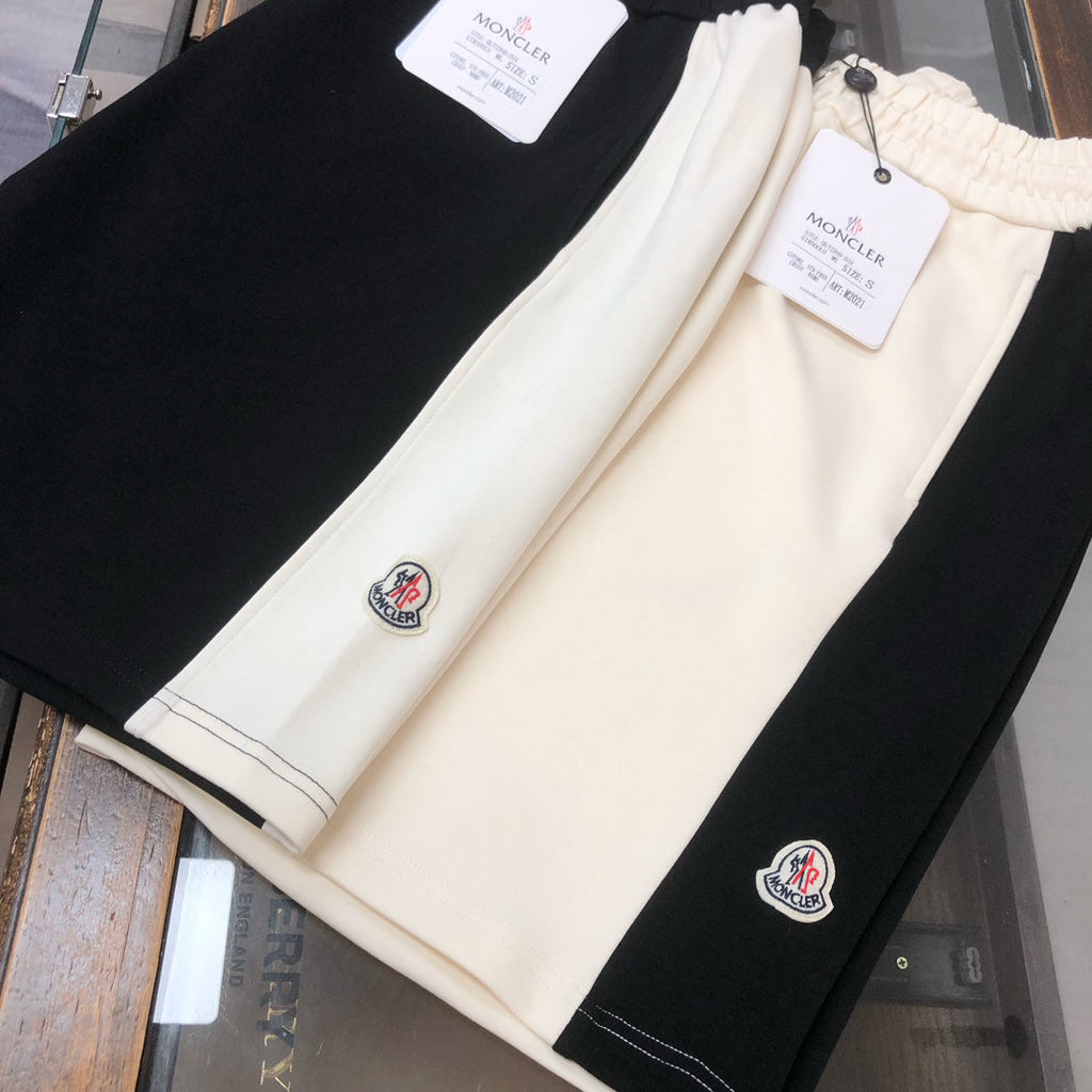 Moncler Side Stripe Knit Shorts Black
