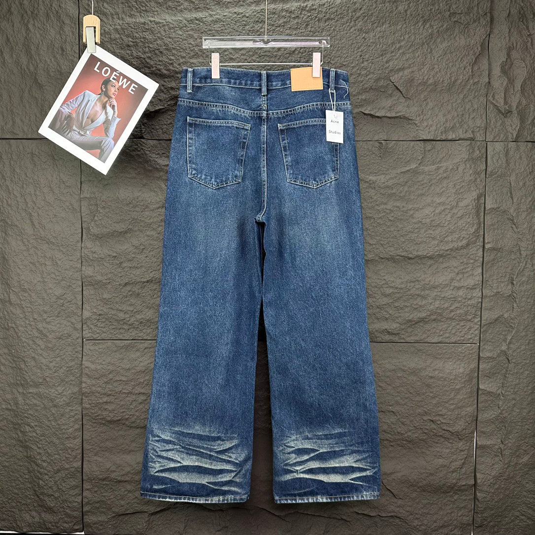 Acne Studios Vintage Whiskering Wide‑Leg Jeans