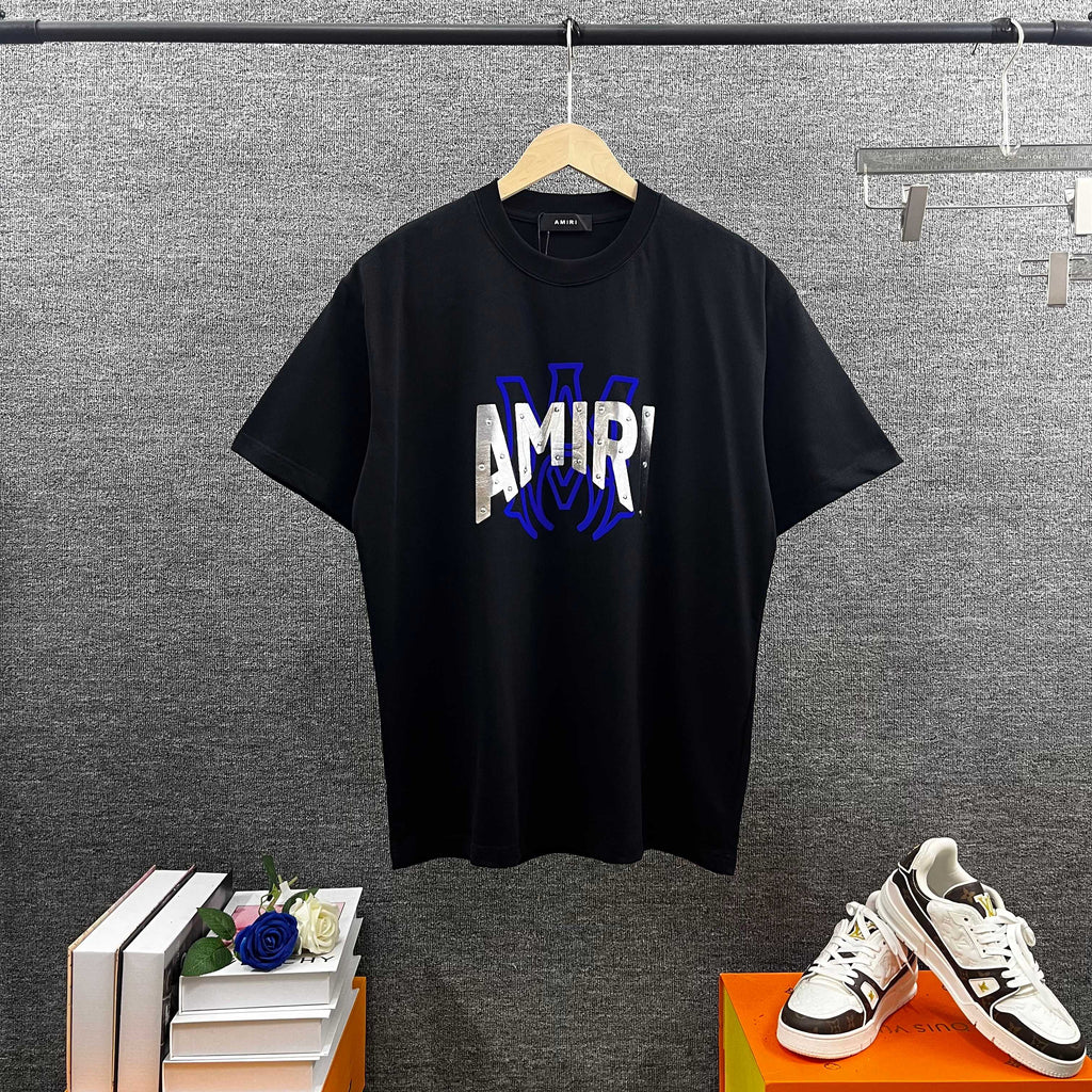AMIRI Layered Metallic‑Effect Letter Graphic Short‑Sleeve Tee
