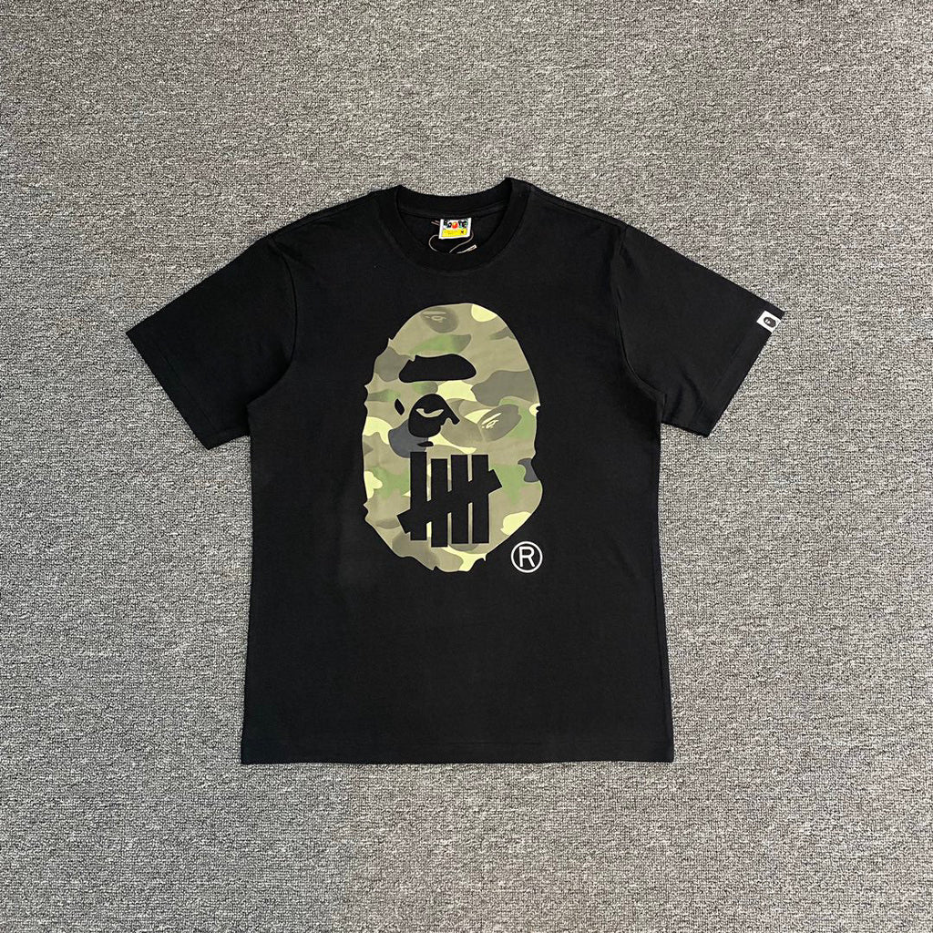 BAPE × UNDEFEATED Green Camo Ape Head Collab Oversized Unisex T-Shirt