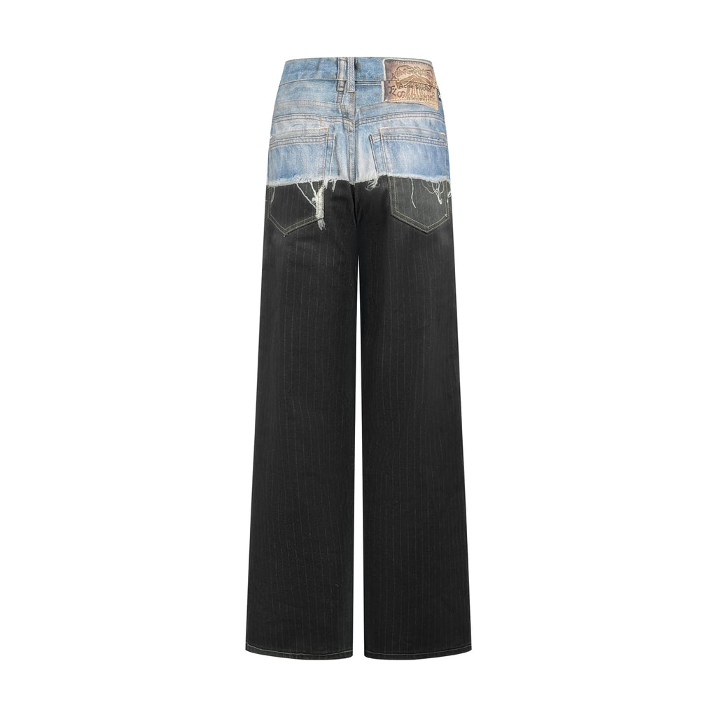 Acne Studios Patchwork Distressed Wide‑Leg Jeans