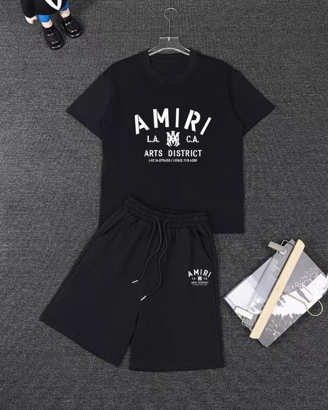 Amiri Short‑Sleeve T‑Shirt & Drawstring Shorts Two‑Piece Outfit Set