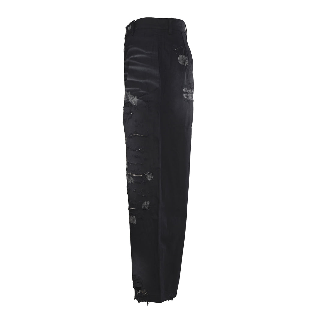 Acne Studios Patch‑Repair Distressed Wide‑Leg Jeans