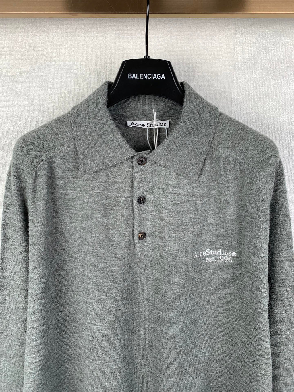 Acne Studios Long‑Sleeve Knit Polo Sweater