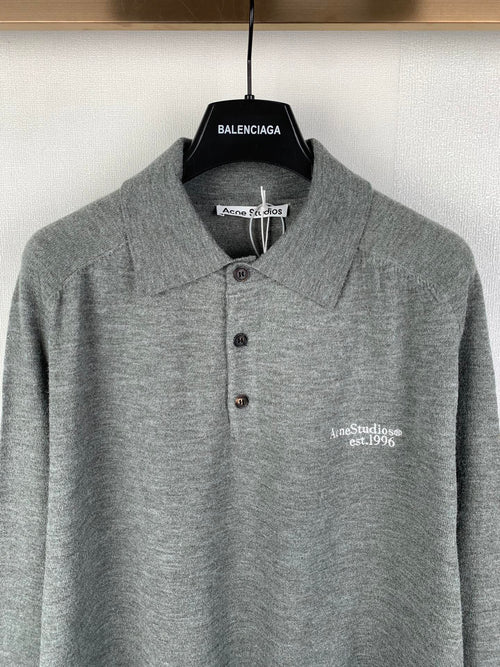 Acne Studios Long‑Sleeve Knit Polo Sweater