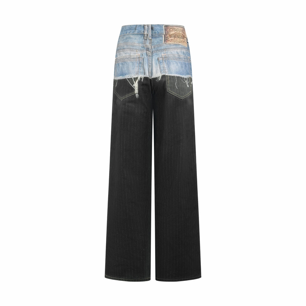 Acne Studios Patchwork Distressed Wide‑Leg Denim Trousers
