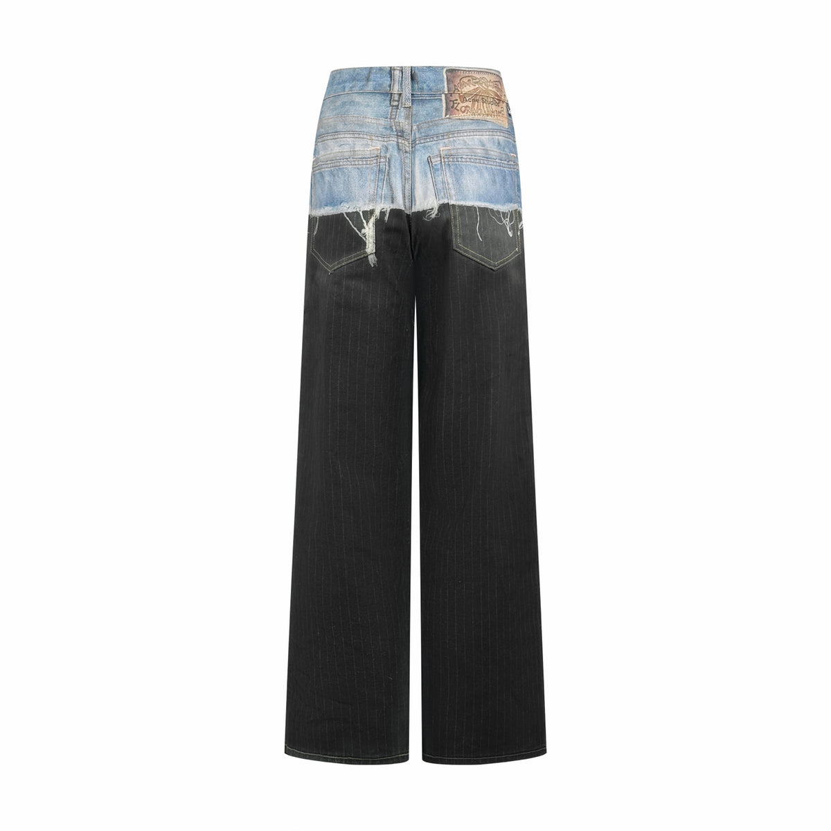Acne Studios Patchwork Distressed Wide‑Leg Denim Trousers
