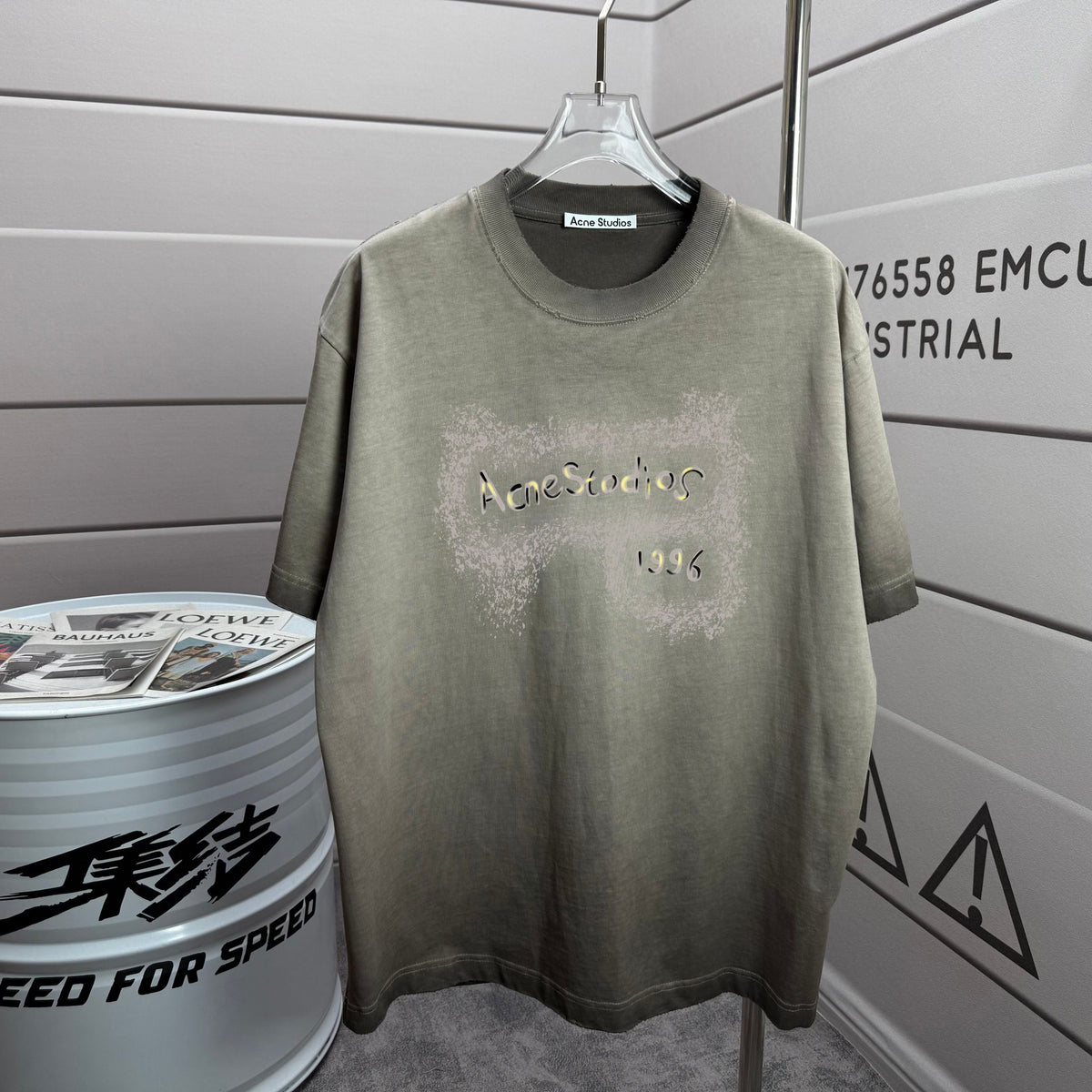 Acne Studios Back Circular‑Print T‑Shirt, Off‑White