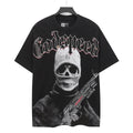 Godspeed Skull Balaclava Gunman Vintage Short‑Sleeve Tee (Washed Black)