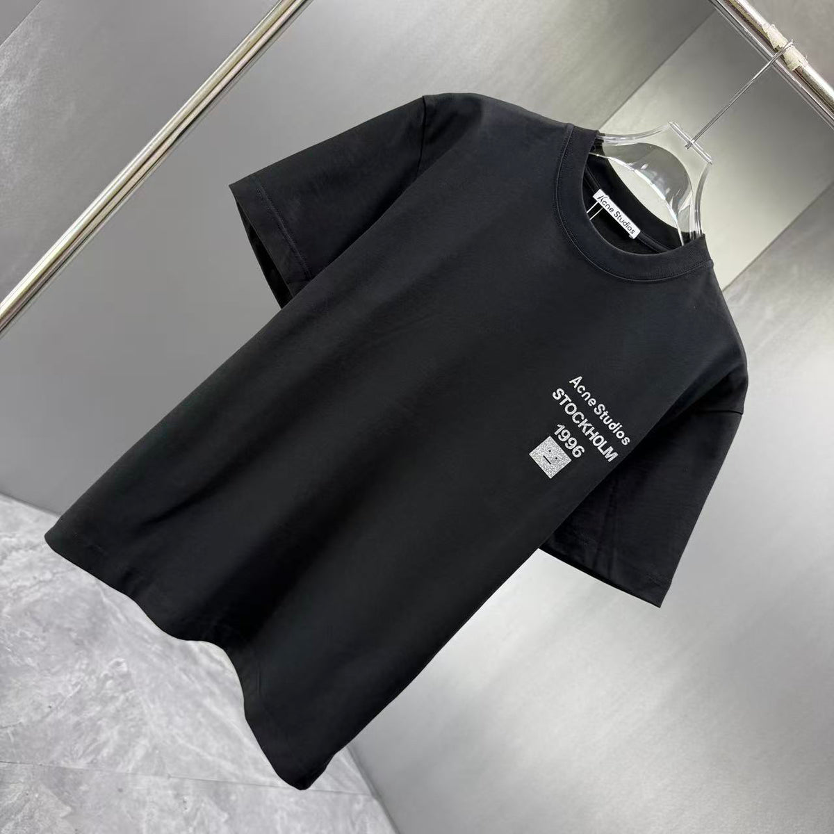 Acne Studios Stockholm 1996 Square‑Face Graphic Crew‑Neck Short‑Sleeve T‑Shirt