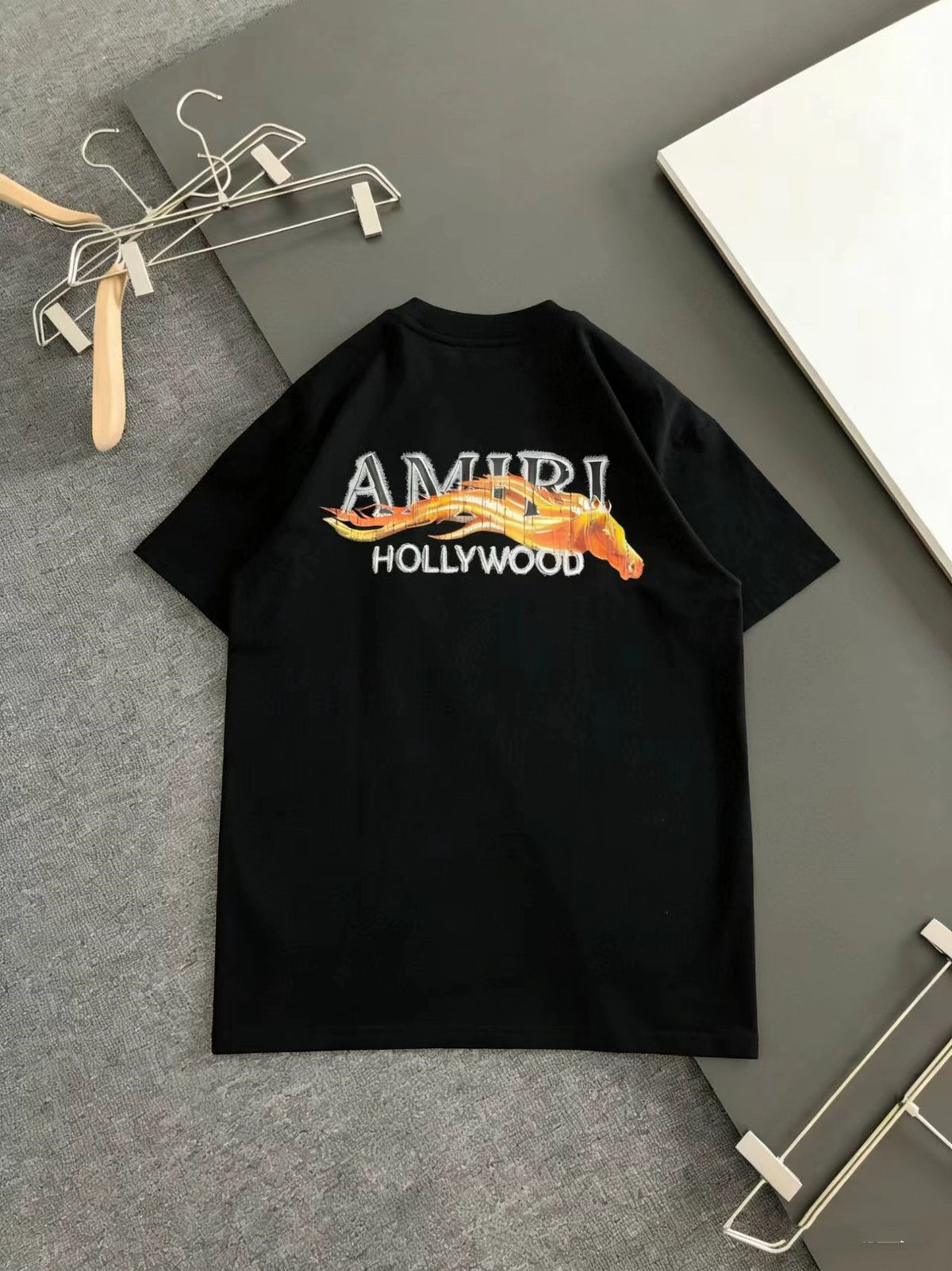 Amiri Hollywood Small Chest Graphic Crew‑Neck Short‑Sleeve T‑Shirt