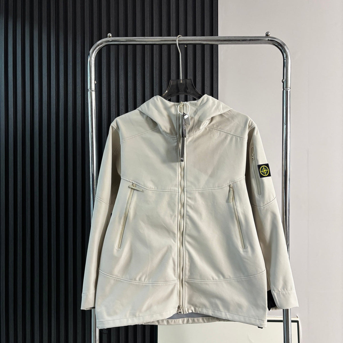 Stone Island Softshell Three-Protection Hooded Jacket with Compass Badge