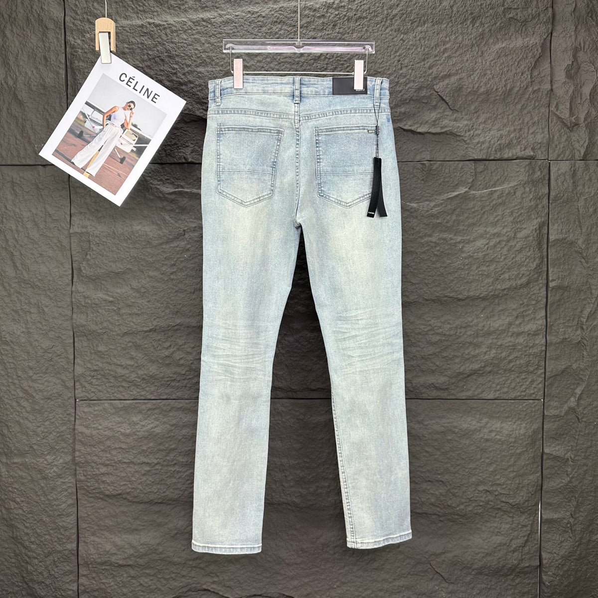 AMIRI Black Ribbed Patch Distressed Slim‑Fit Denim Jeans