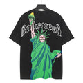 Godspeed Skeleton Statue Of Liberty Short Sleeve Tee (Washed Black)