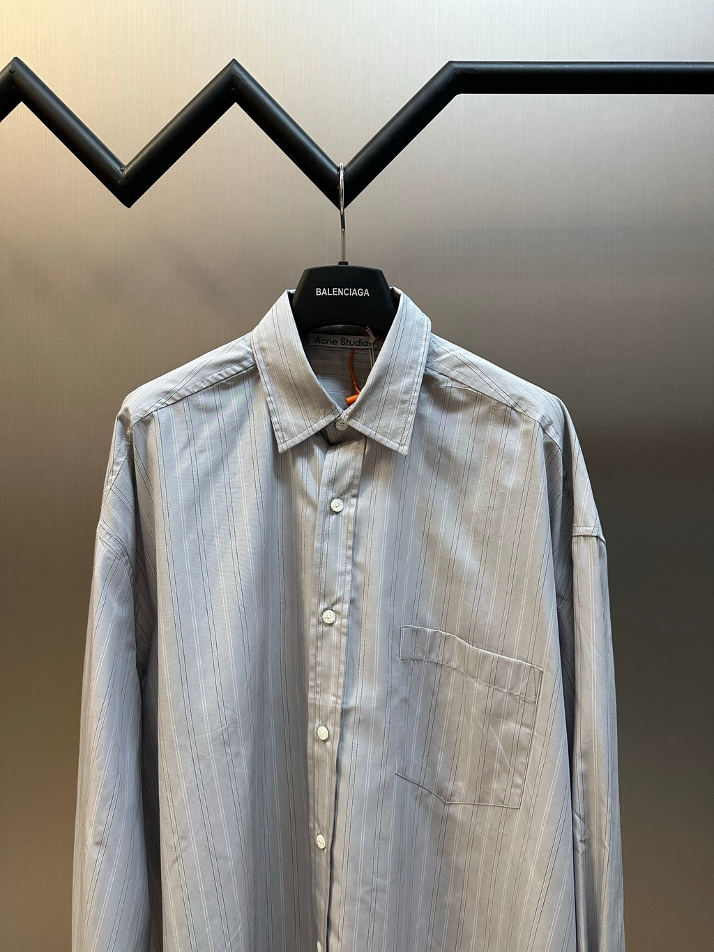 Acne Studios Oversized Long‑Sleeve Vertical Stripe Button‑Up Shirt