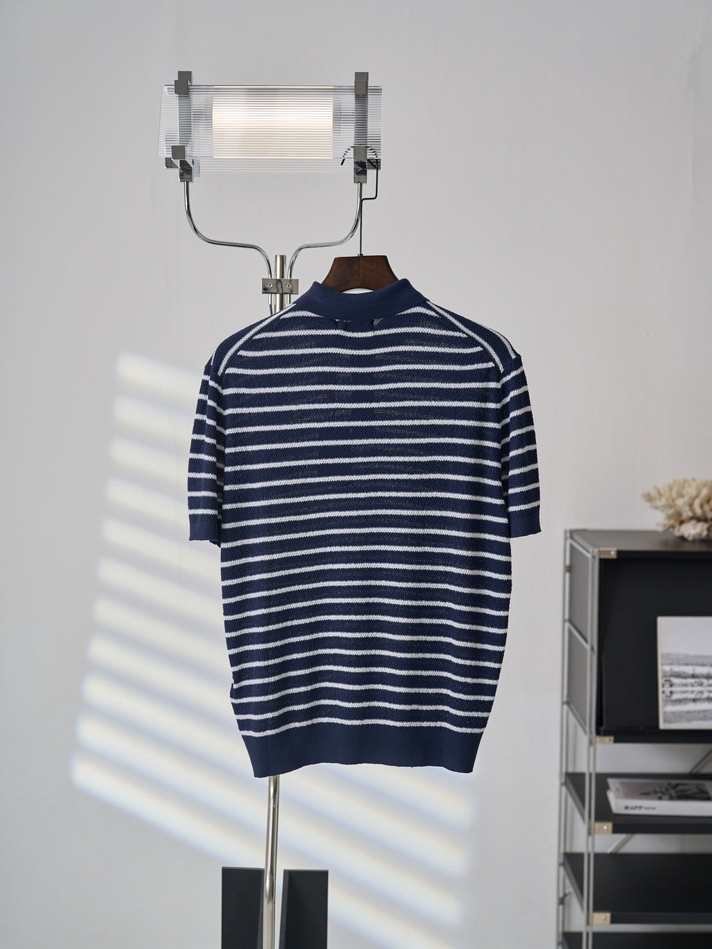 Polo Ralph Lauren Men's Striped Knit Short‑Sleeve Polo Shirt, Blue Pony Embroidery