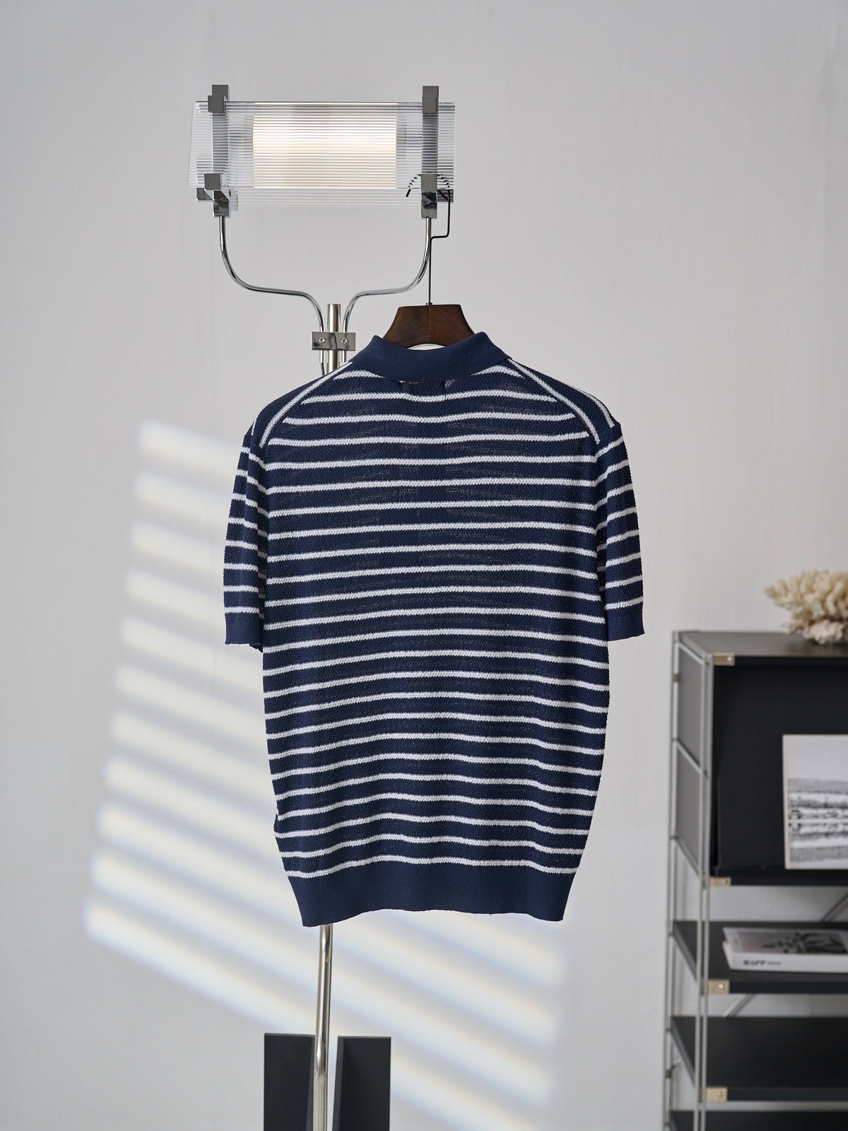 Polo Ralph Lauren Men's Striped Knit Short‑Sleeve Polo Shirt, Blue Pony Embroidery