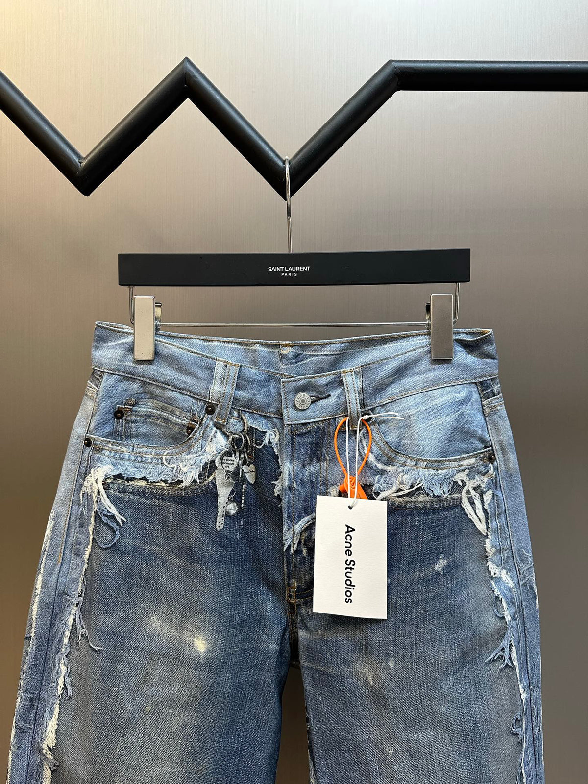 Acne Studios Heavy Distressed Frayed Edge Wide‑Leg Jeans