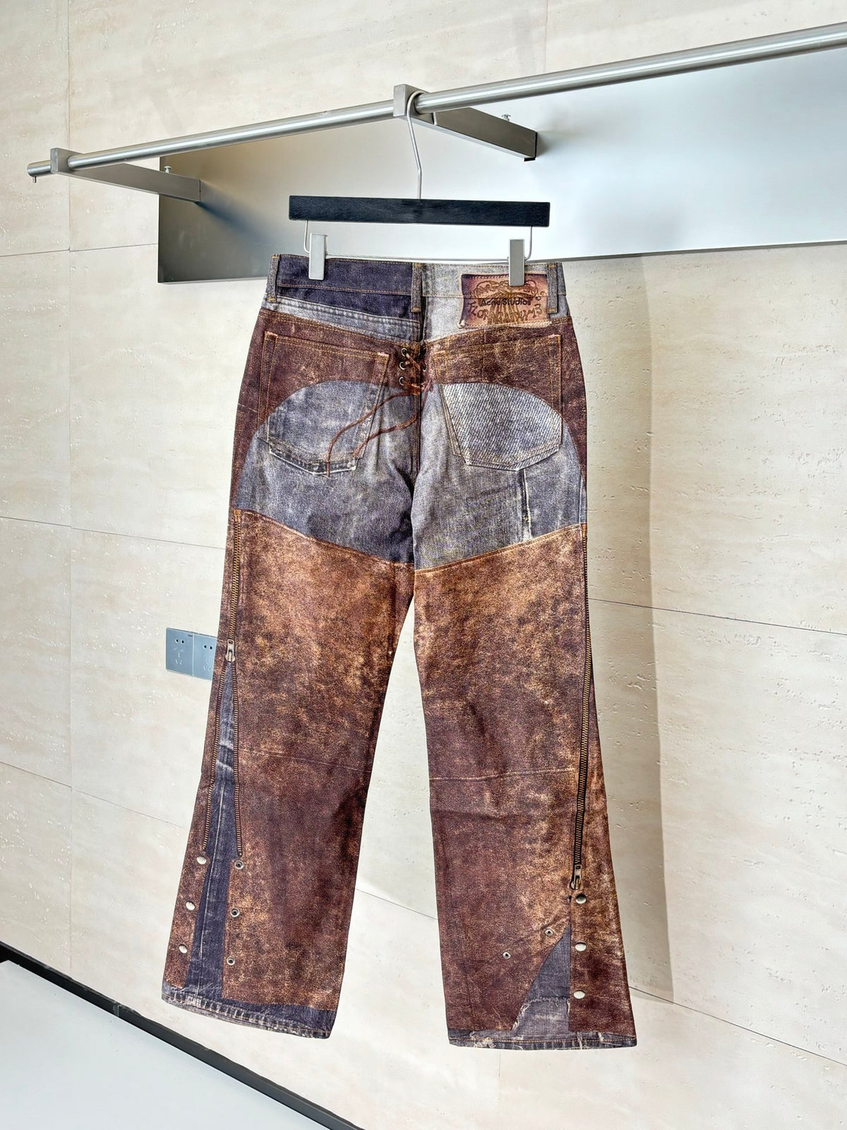 Acne Studios Multi‑Texture Washed Wide‑Leg Jeans