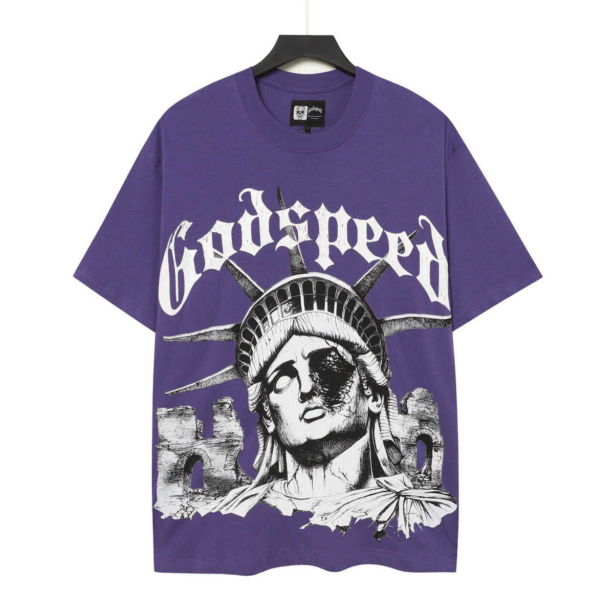 Godspeed Fallen Liberty Ruins Vintage Graphic Tee (Purple)