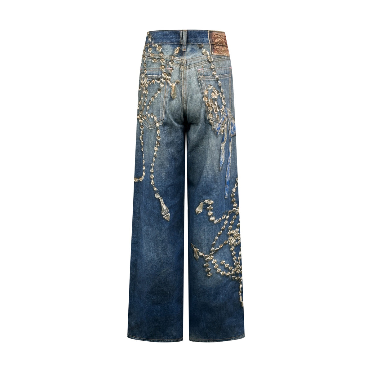 Acne Studios Ornate Graphic‑Print Wide‑Leg Denim Jeans