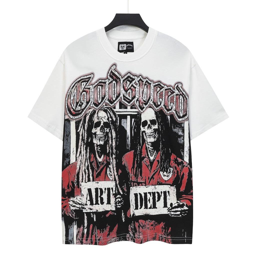 Godspeed Art Dept Mugshot Skeletons Short Sleeve Tee (Vintage White)