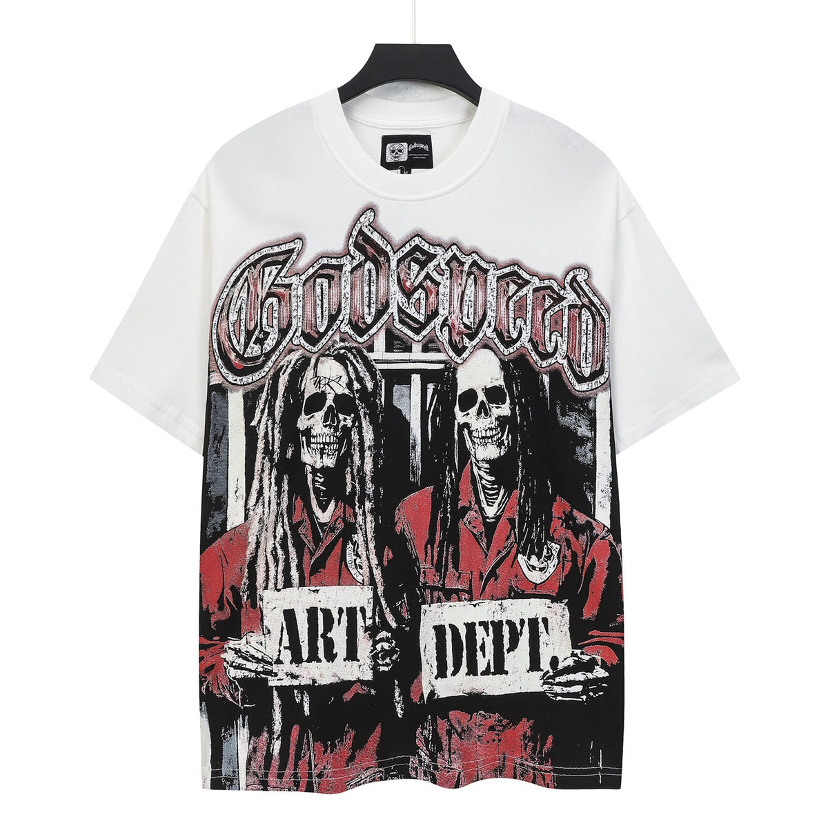 Godspeed Art Dept Mugshot Skeletons Short Sleeve Tee (Vintage White)