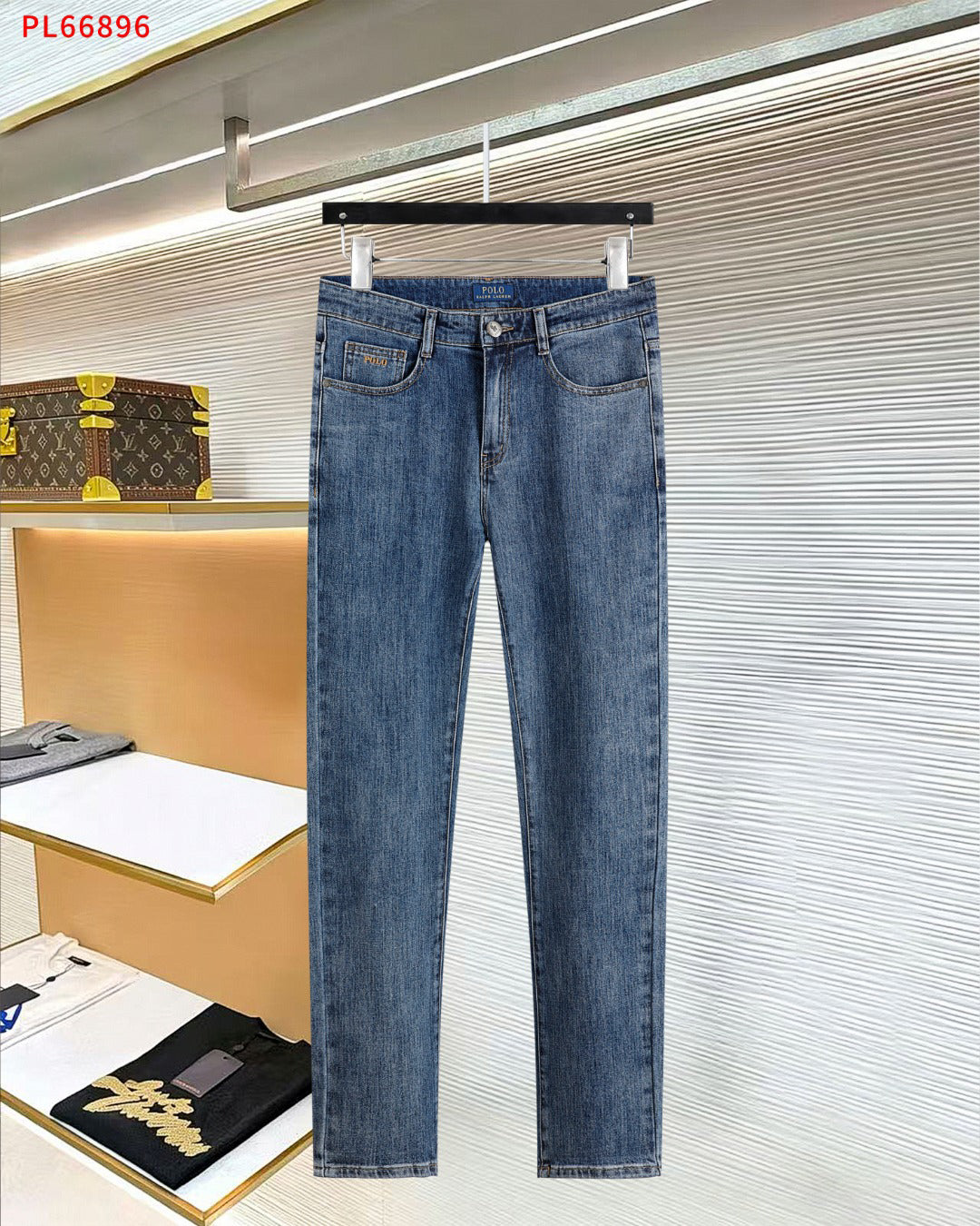 Men's Classic Straight‑Leg Denim Jeans Vintage Washed Casual Blue Pants